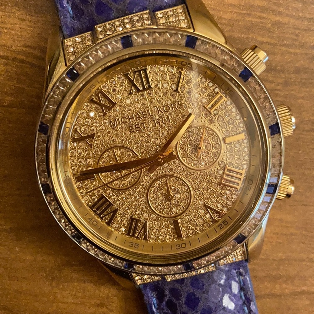 Michael Kors Gold Crystal Face w/ Snakeskin Band